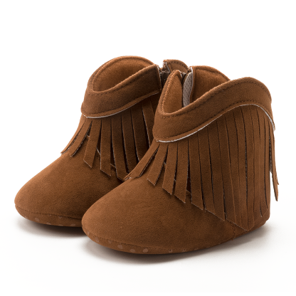 Meckior Baby Girls Boys Boots Infant Cowboy Tassel Booties Newborn Moccasins Shoes for 3-18 Months