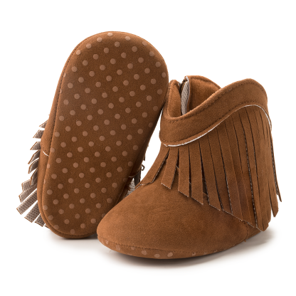 Meckior Baby Girls Boys Boots Infant Cowboy Tassel Booties Newborn Moccasins Shoes for 3-18 Months