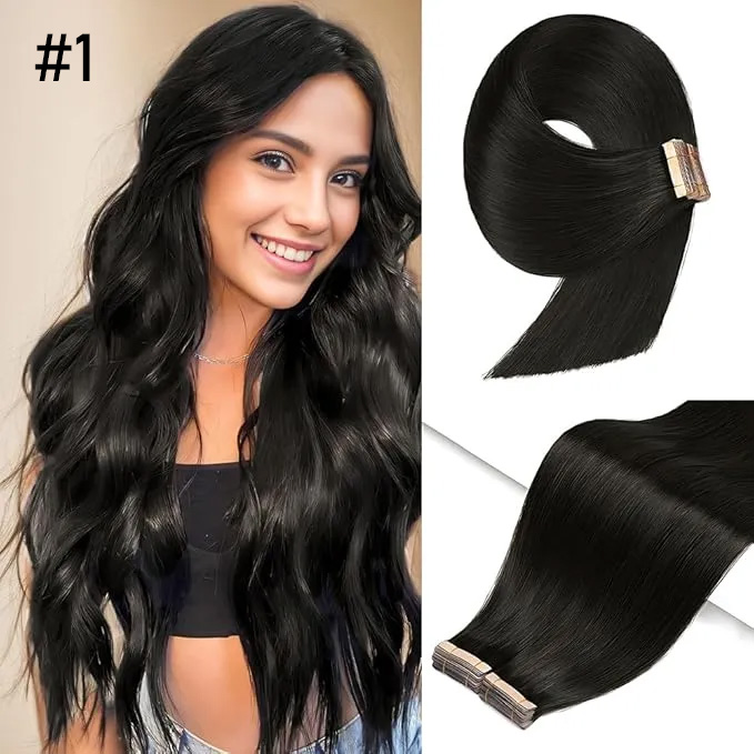 💁‍♀️Seamless Injected Hand-Tied Invisible Tape In Hair Extension -- 100% VIRGIN HUMAN HAIR / 10 PIECES
