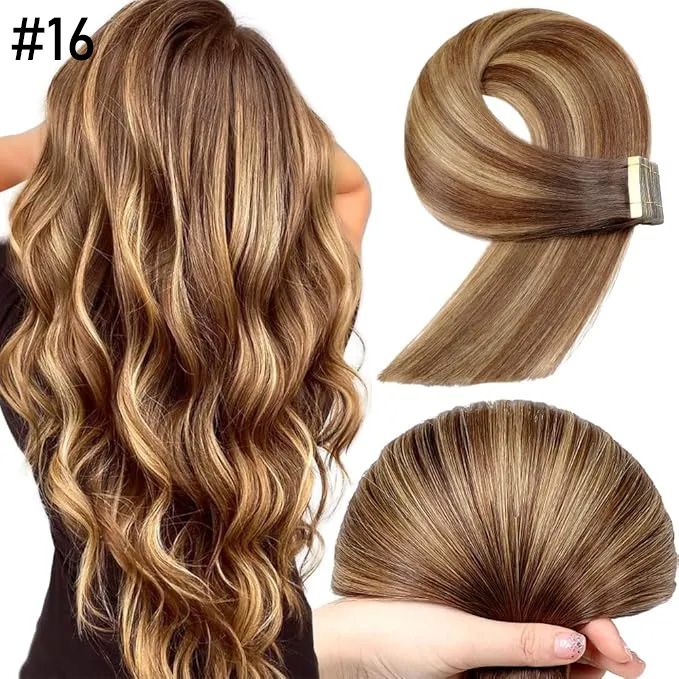 💁‍♀️Seamless Injected Hand-Tied Invisible Tape In Hair Extension -- 100% VIRGIN HUMAN HAIR / 10 PIECES