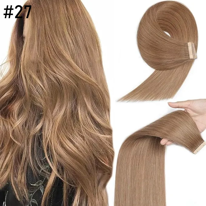 💁‍♀️Seamless Injected Hand-Tied Invisible Tape In Hair Extension -- 100% VIRGIN HUMAN HAIR / 10 PIECES