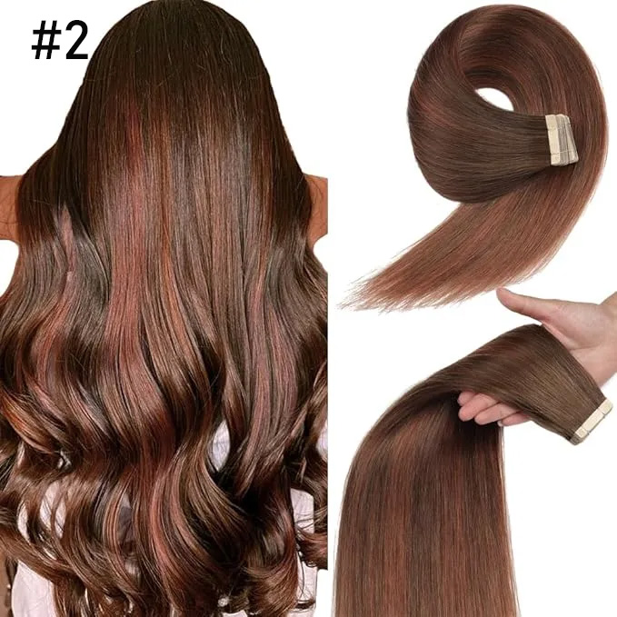 💁‍♀️Seamless Injected Hand-Tied Invisible Tape In Hair Extension -- 100% VIRGIN HUMAN HAIR / 10 PIECES