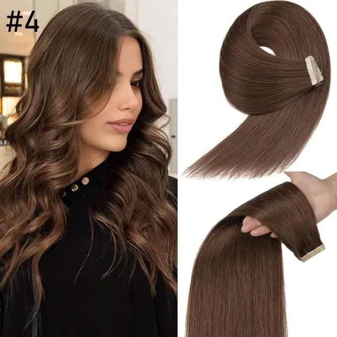 💁‍♀️Seamless Injected Hand-Tied Invisible Tape In Hair Extension -- 100% VIRGIN HUMAN HAIR / 10 PIECES