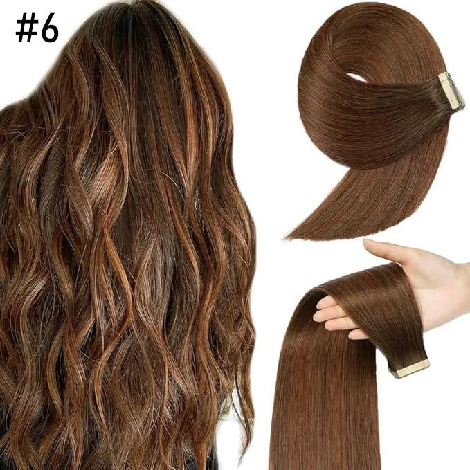 💁‍♀️Seamless Injected Hand-Tied Invisible Tape In Hair Extension -- 100% VIRGIN HUMAN HAIR / 10 PIECES