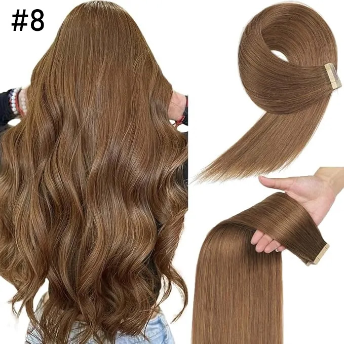 💁‍♀️Seamless Injected Hand-Tied Invisible Tape In Hair Extension -- 100% VIRGIN HUMAN HAIR / 10 PIECES