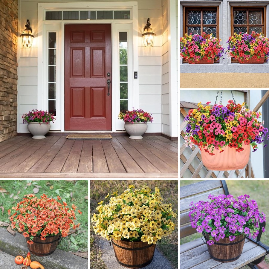 Outdoor Hanging Faux Silk Daisy with Eucalyptus 12 Bundles - 14”