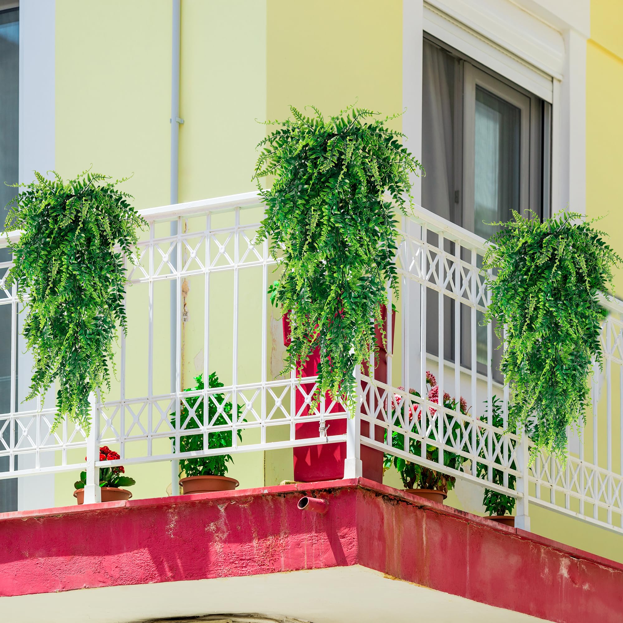 Artificial Hanging Plants Fake Hanging Plant Faux Hanging Boston Ferns Fake Ivy Vines Greenery