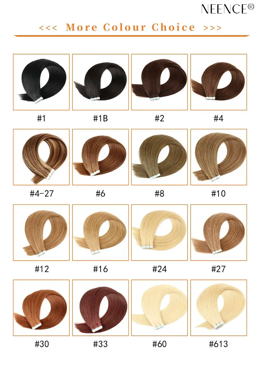 💁‍♀️Seamless Injected Hand-Tied Invisible Tape In Hair Extension -- 100% VIRGIN HUMAN HAIR / 10 PIECES