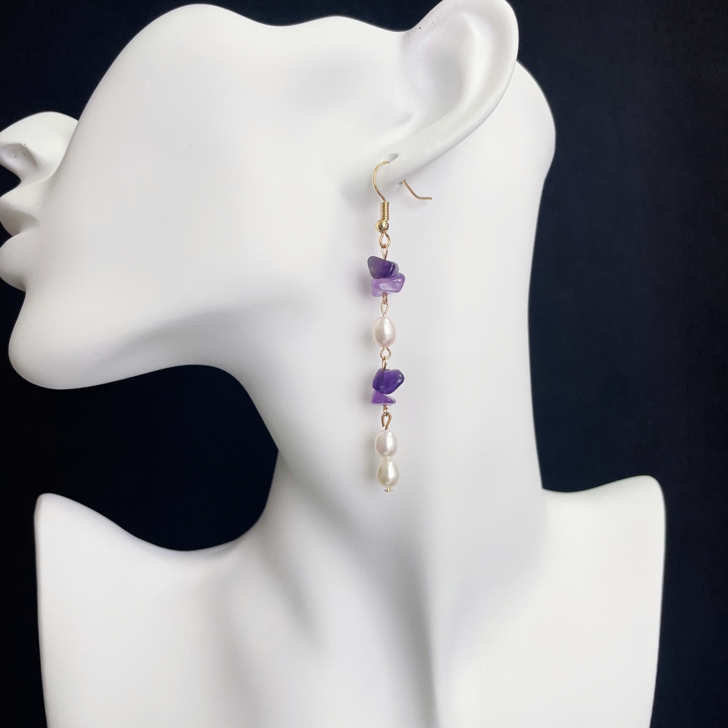 Handcrafted Amethyst Pearl Earrings
