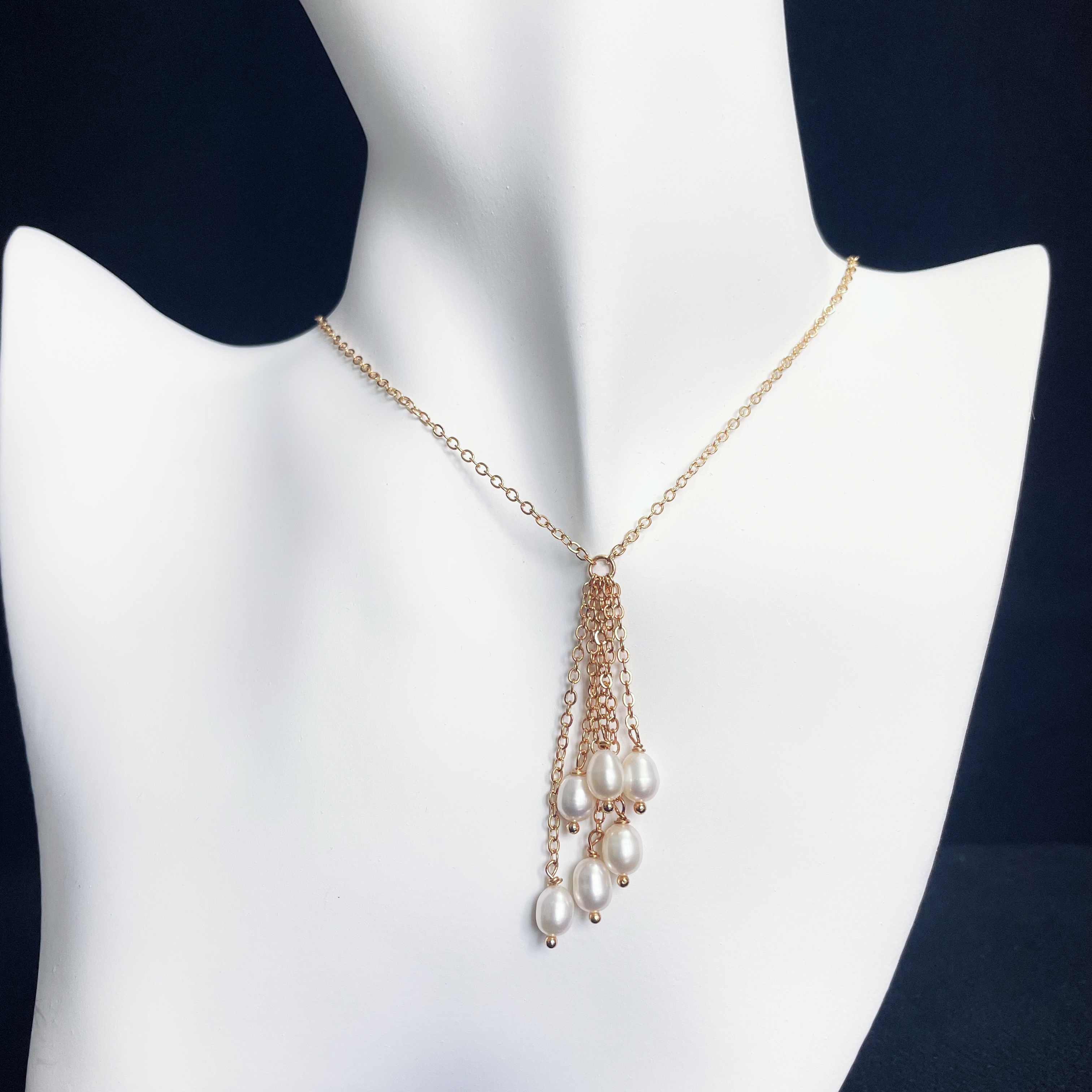 Pearl Necklace Handcrafted Ears of Wheat Elegance