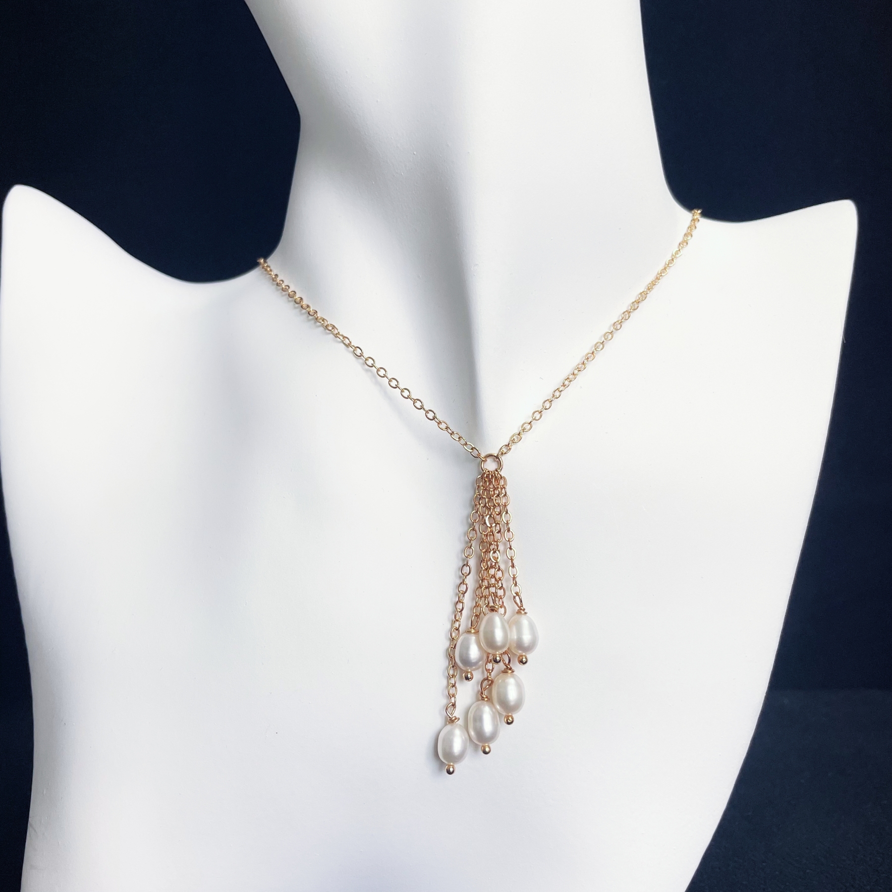 Pearl Necklace Handcrafted Ears of Wheat Elegance