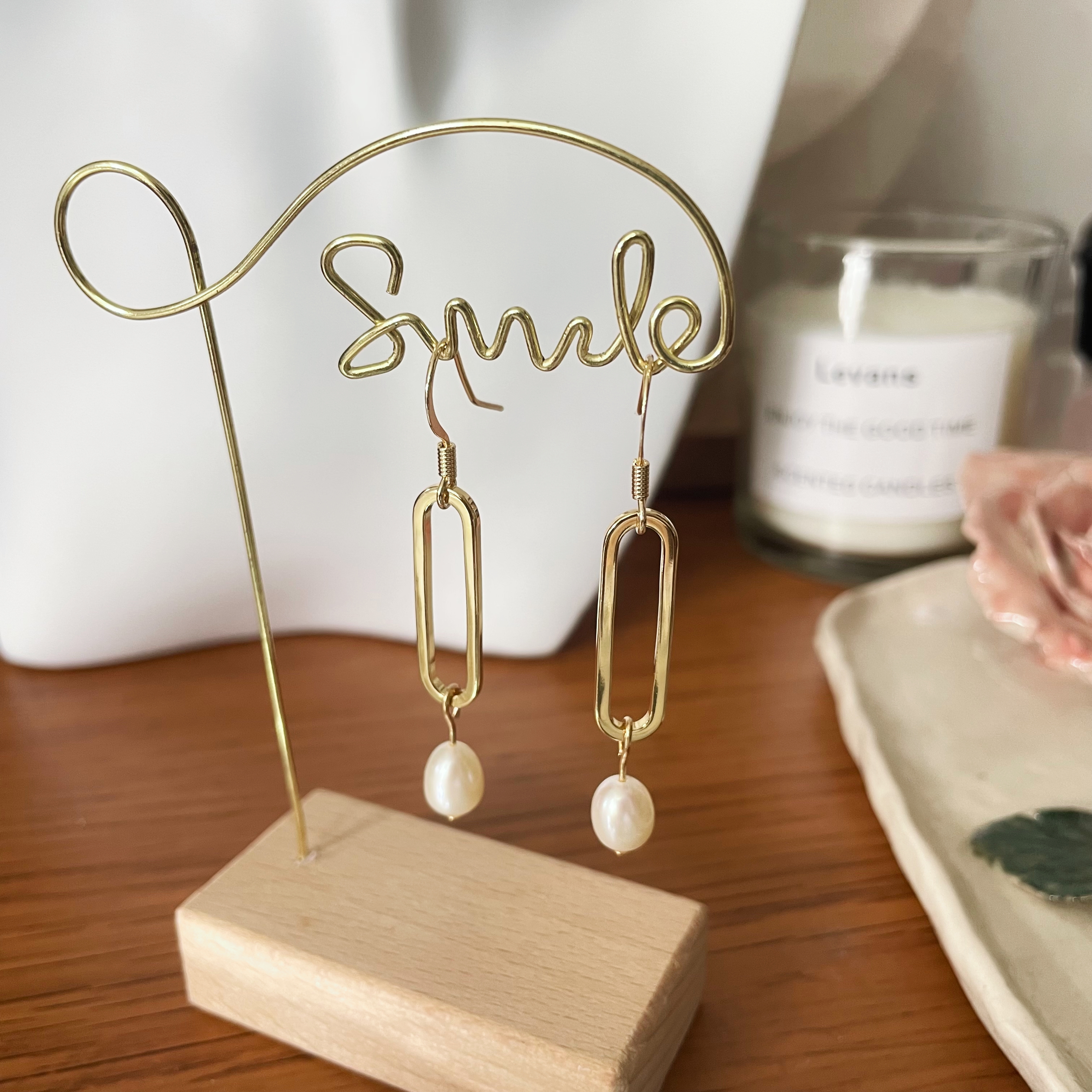 Simple Pearls Earrings Rectangular Frame Earrings