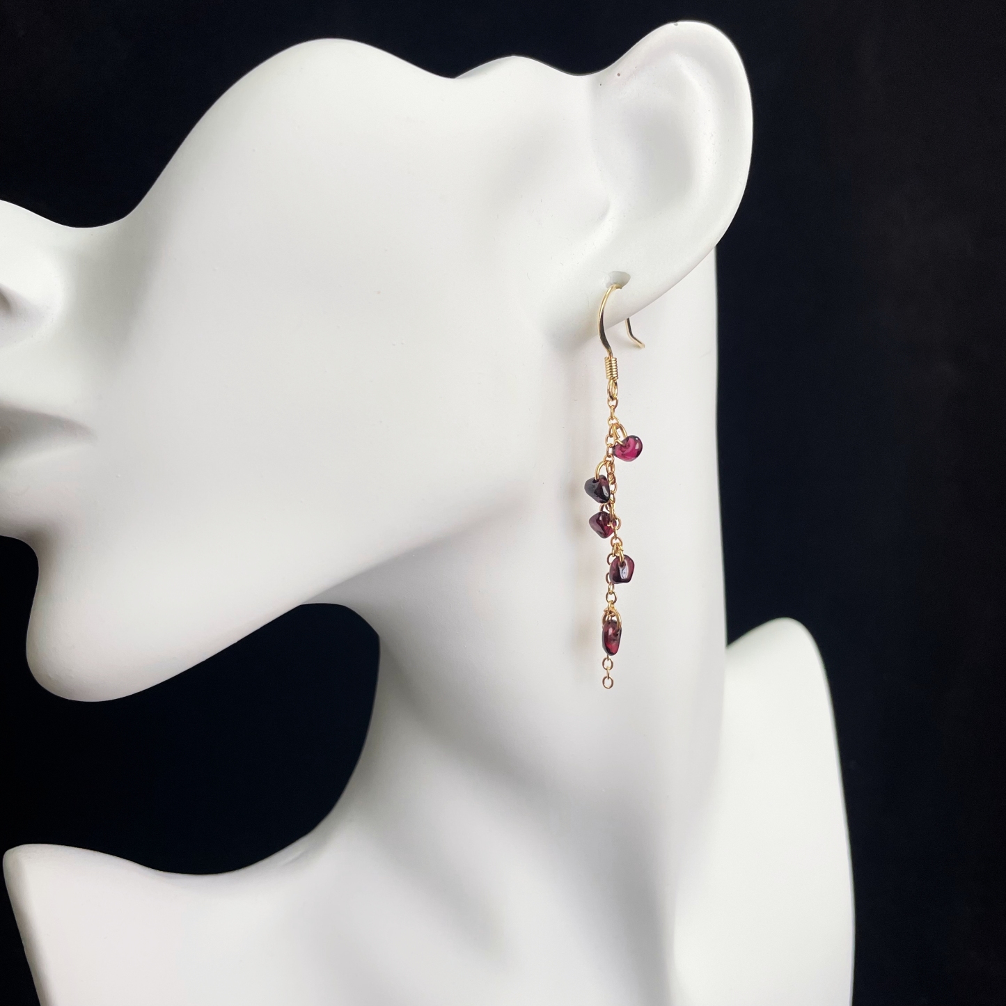 Garnet Earrings Red Lily of the Valley Minimalist Earrings