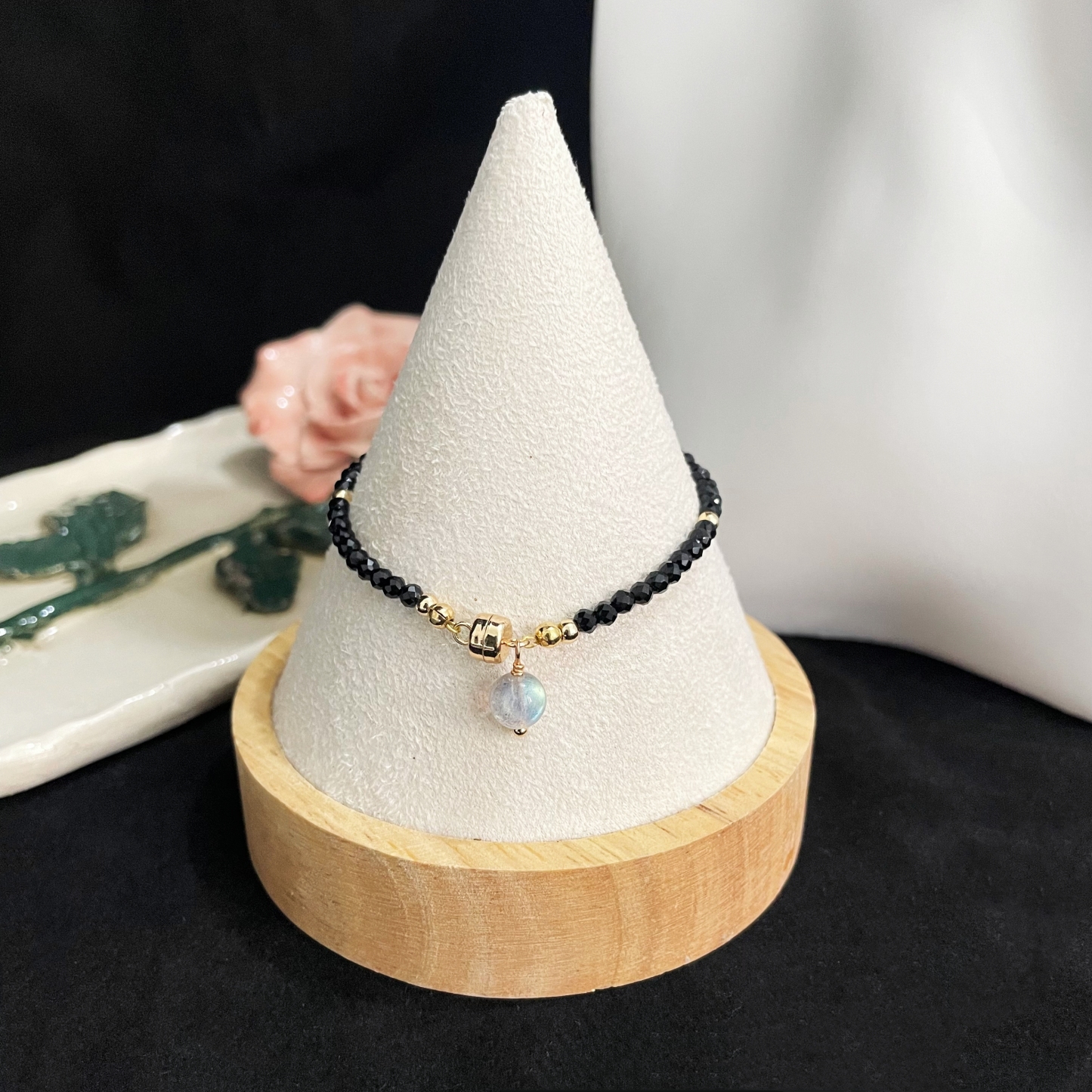 Black Spinel with Labradorite Bracelet