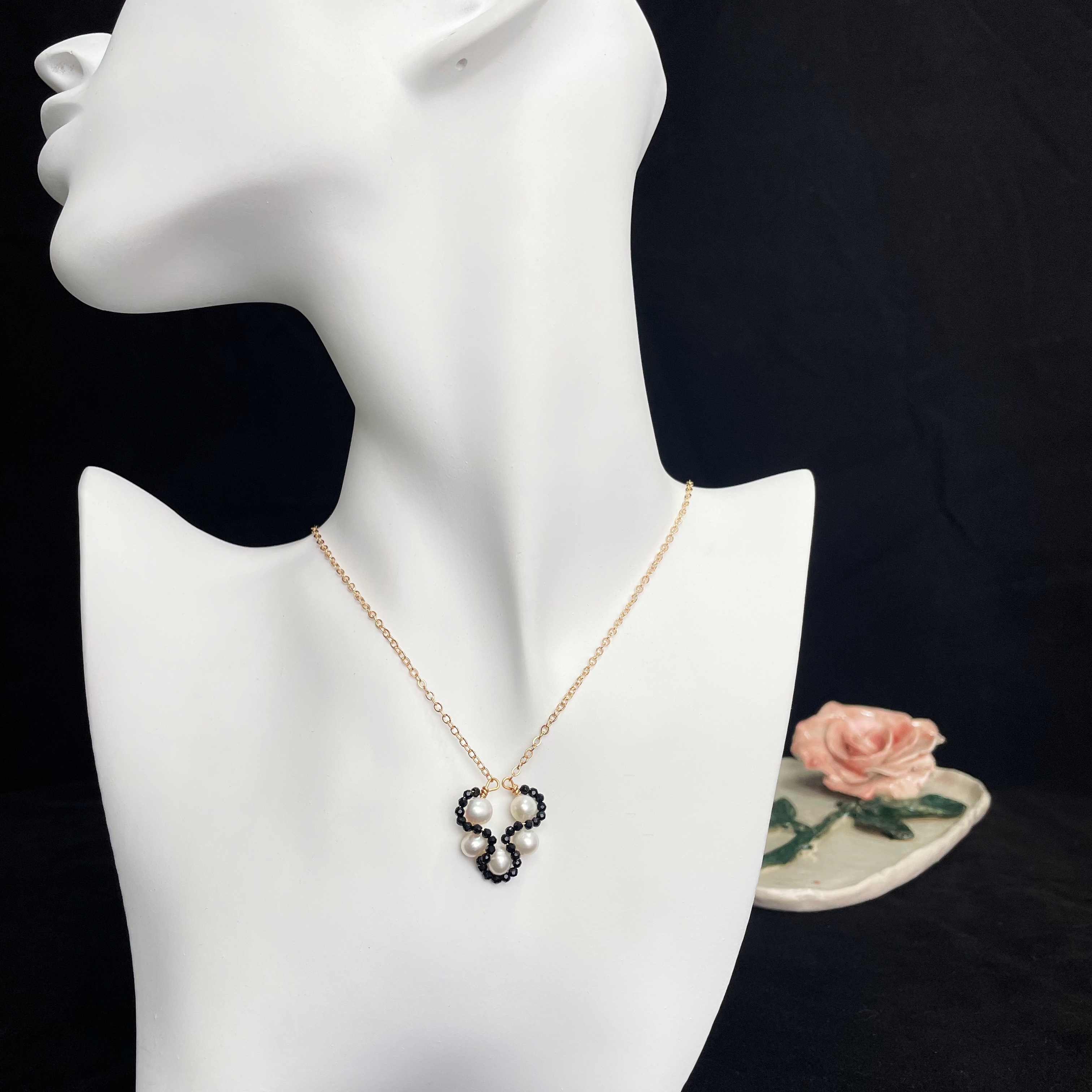 Unique Flower Pendant Necklace Midnight Bloom