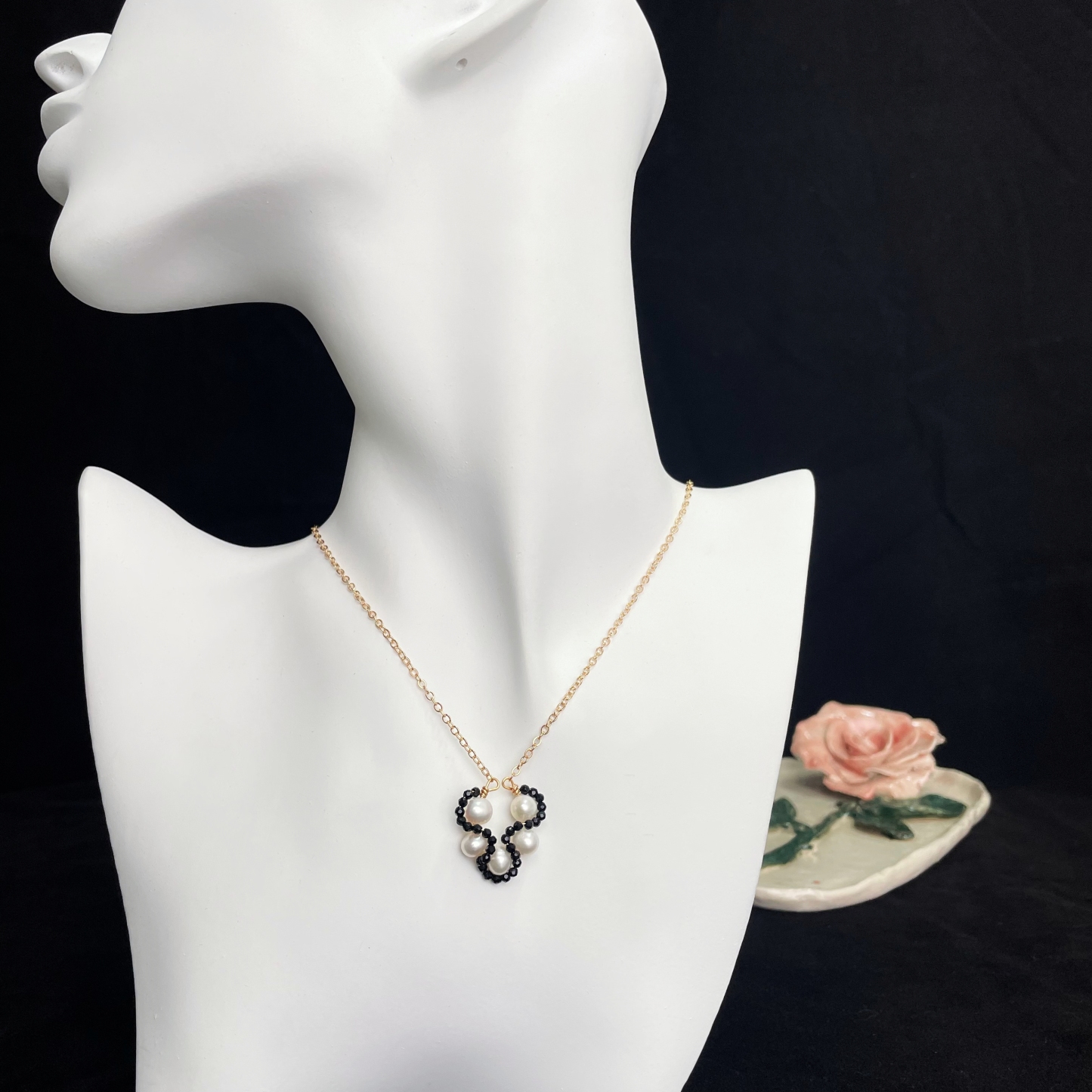 Unique Flower Pendant Necklace Midnight Bloom