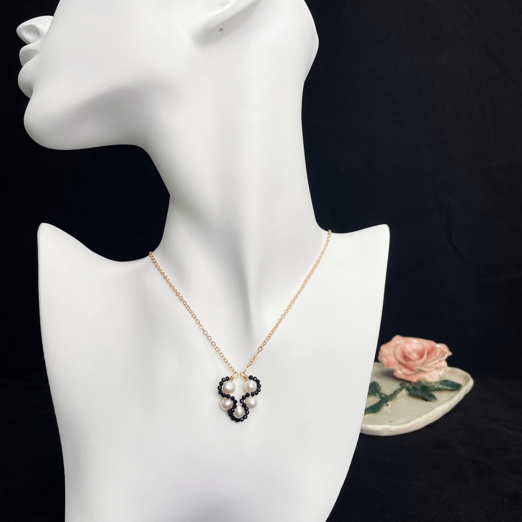 Unique Flower Pendant Necklace Midnight Bloom