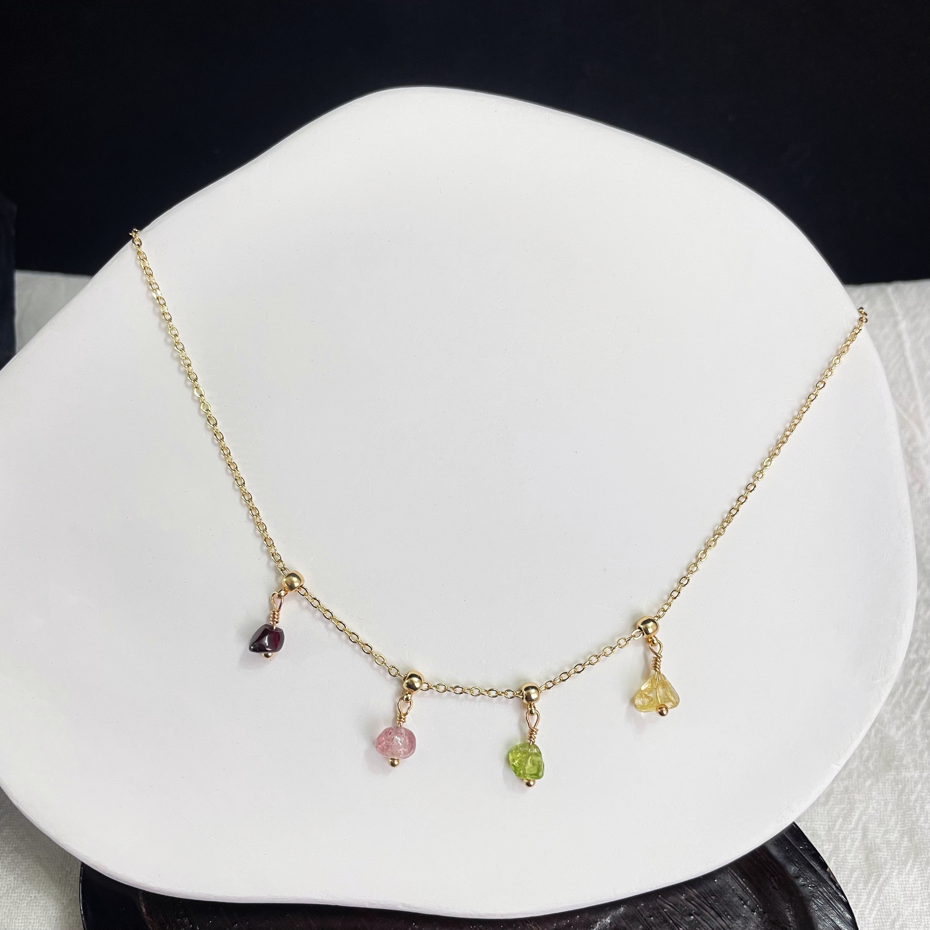 Rainbow Sugar Necklace Adjustable Gemstone Raw Stone Necklace