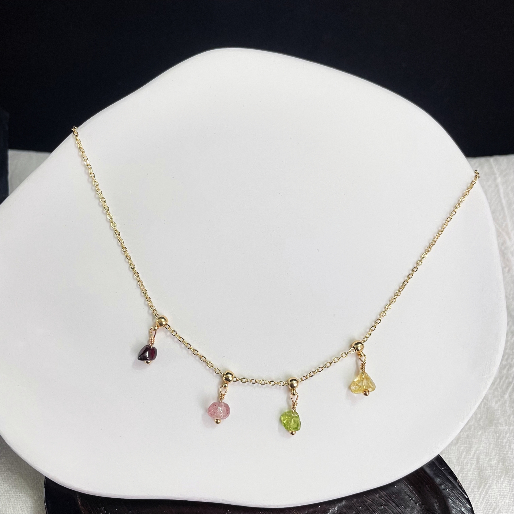 Rainbow Sugar Necklace Adjustable Gemstone Raw Stone Necklace