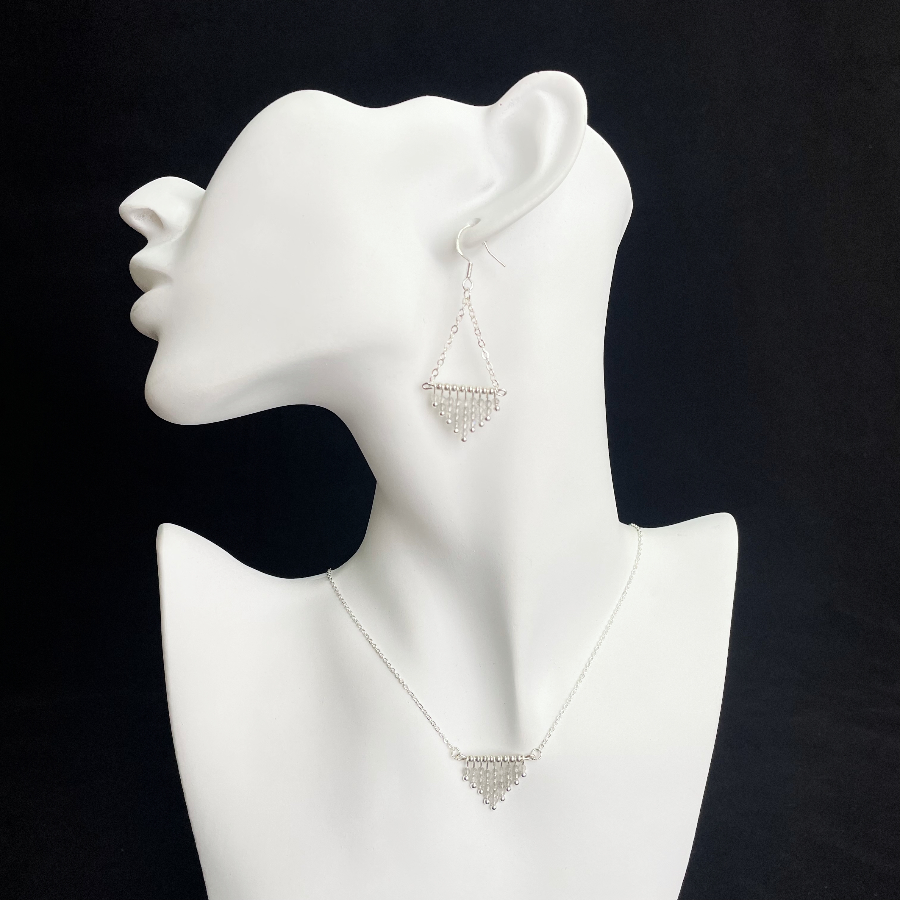 Labradorite Triangle Tassels Necklace