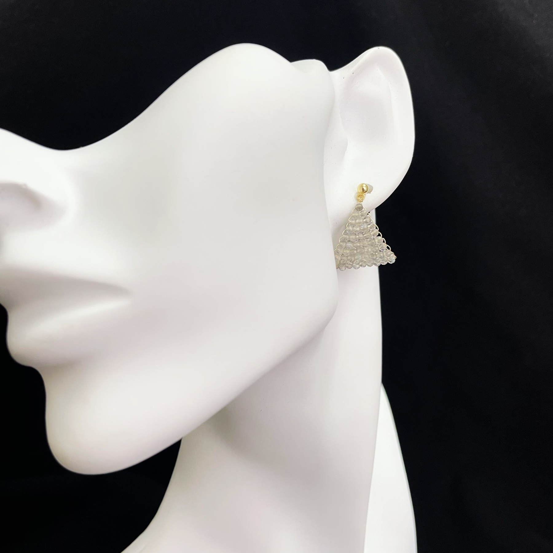 Woven Labradorite Earrings Shining Boat in the Milky Way