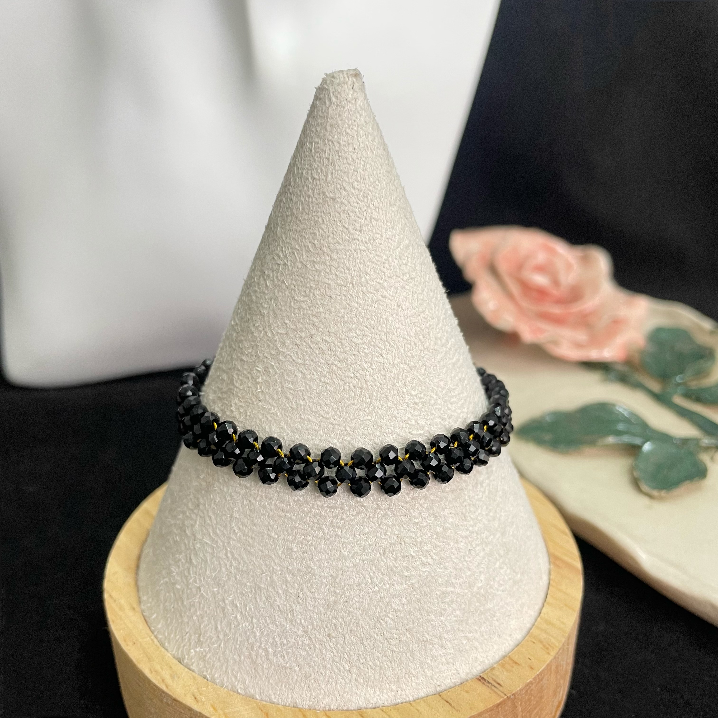 Mysterious Elegance Black Lace Bracelet Woven Black Spinel Bracelet