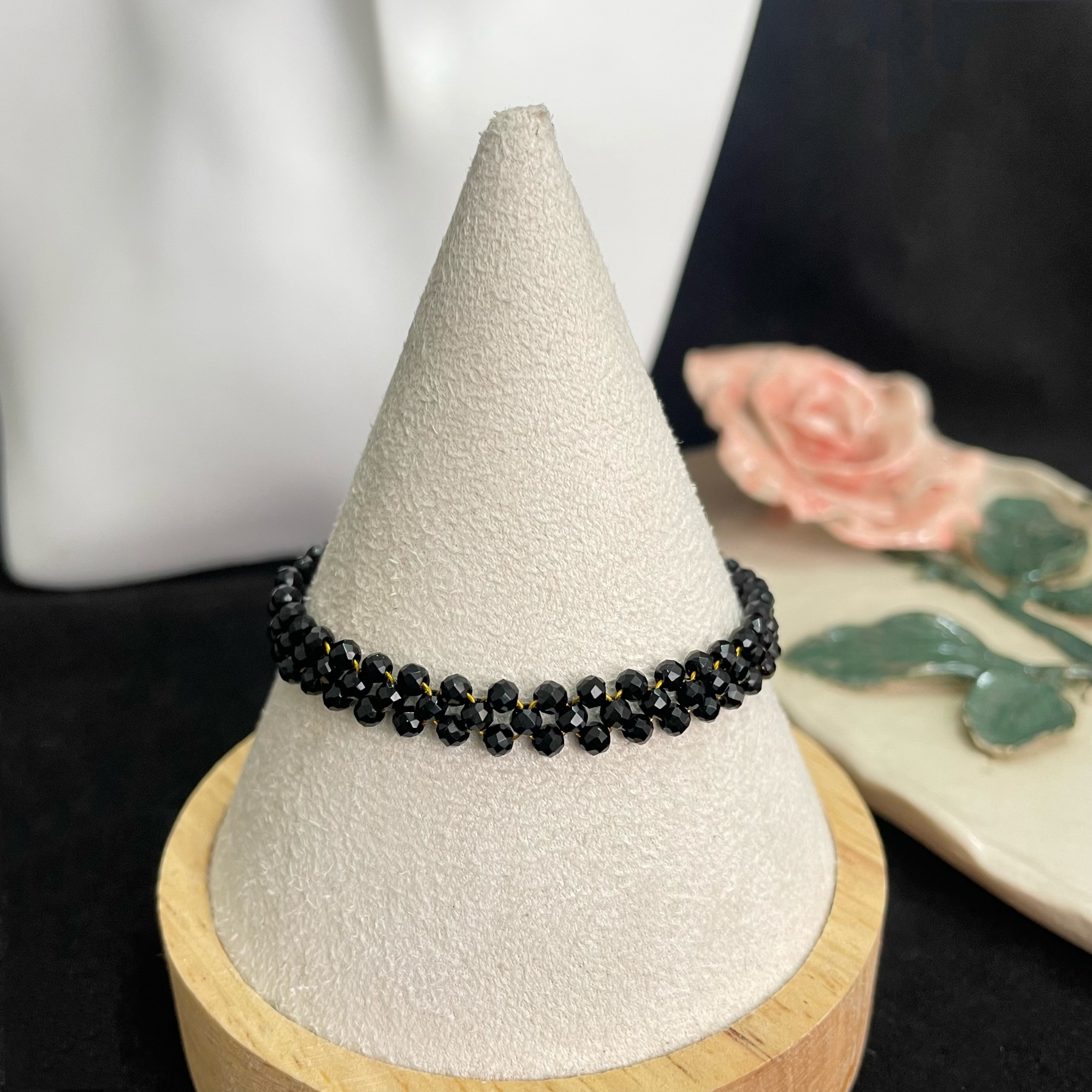 Mysterious Elegance Black Lace Bracelet Woven Black Spinel Bracelet