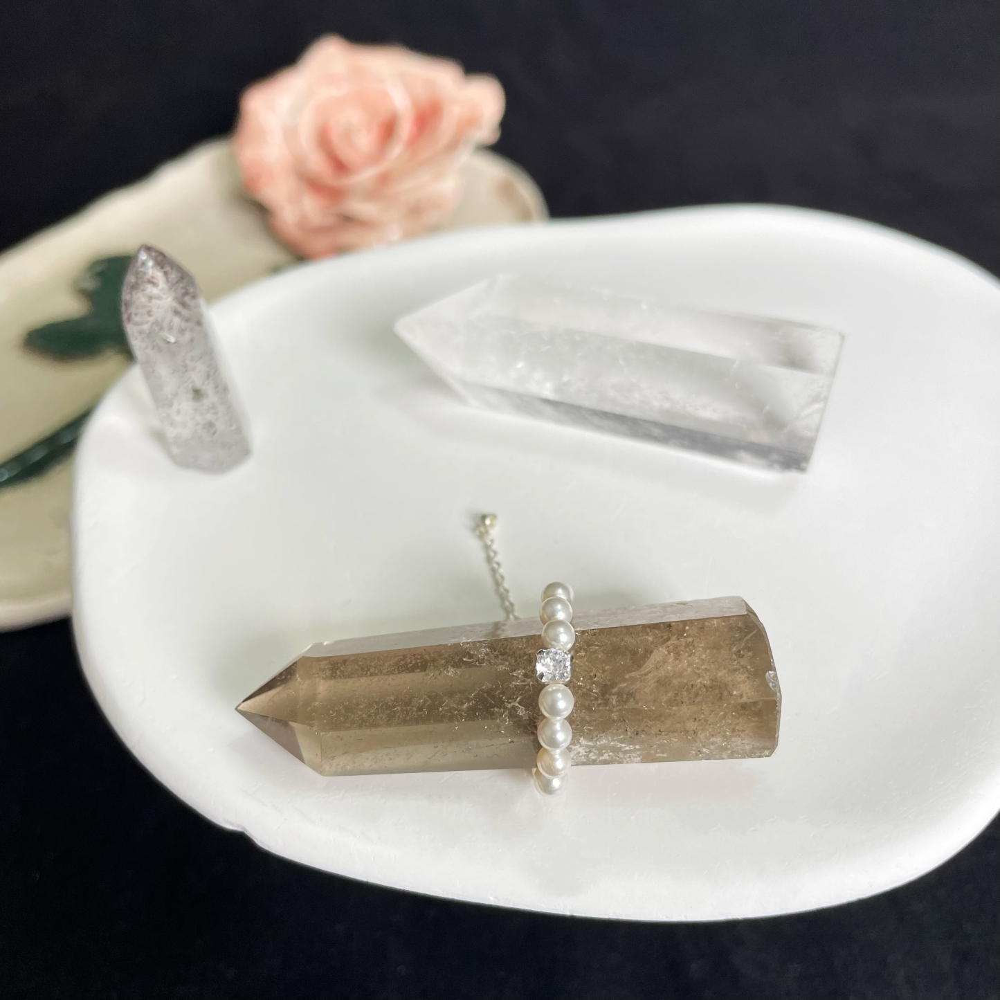 Adjustable Imitation Pearl Ring with Shining Zircon