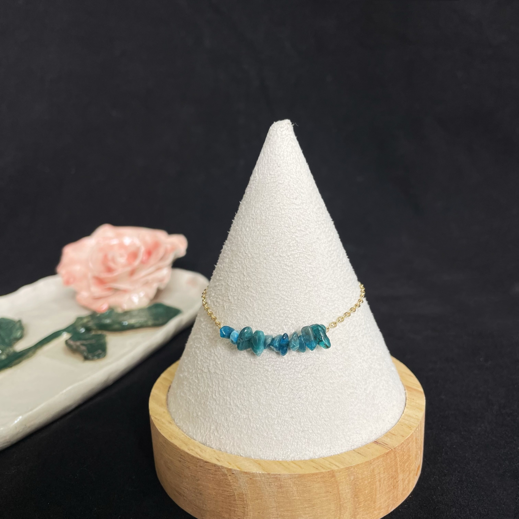 Adjustable Blue Apatite Raw Stone Bracelet