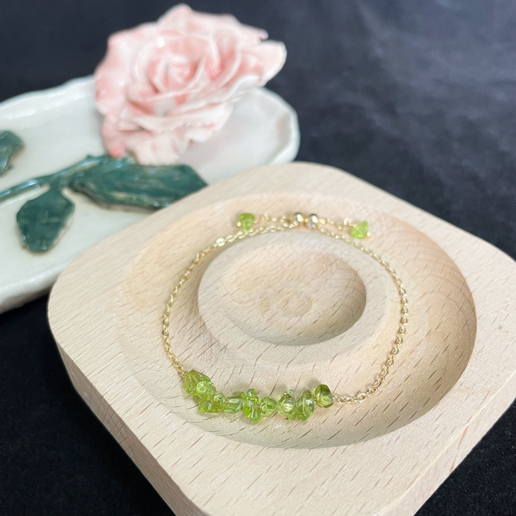 Adjustable Peridot Raw Stone Bracelet