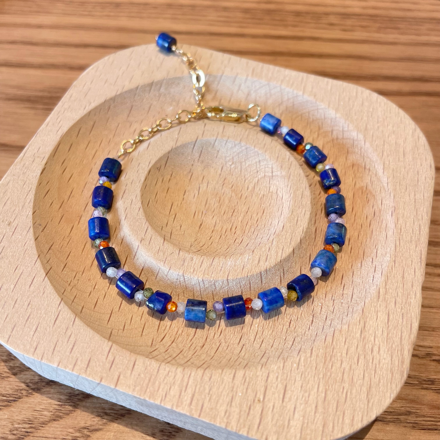 Lapis Lazuli and Rainbow Zircon Bracelet: A Celestial Candy Cascade