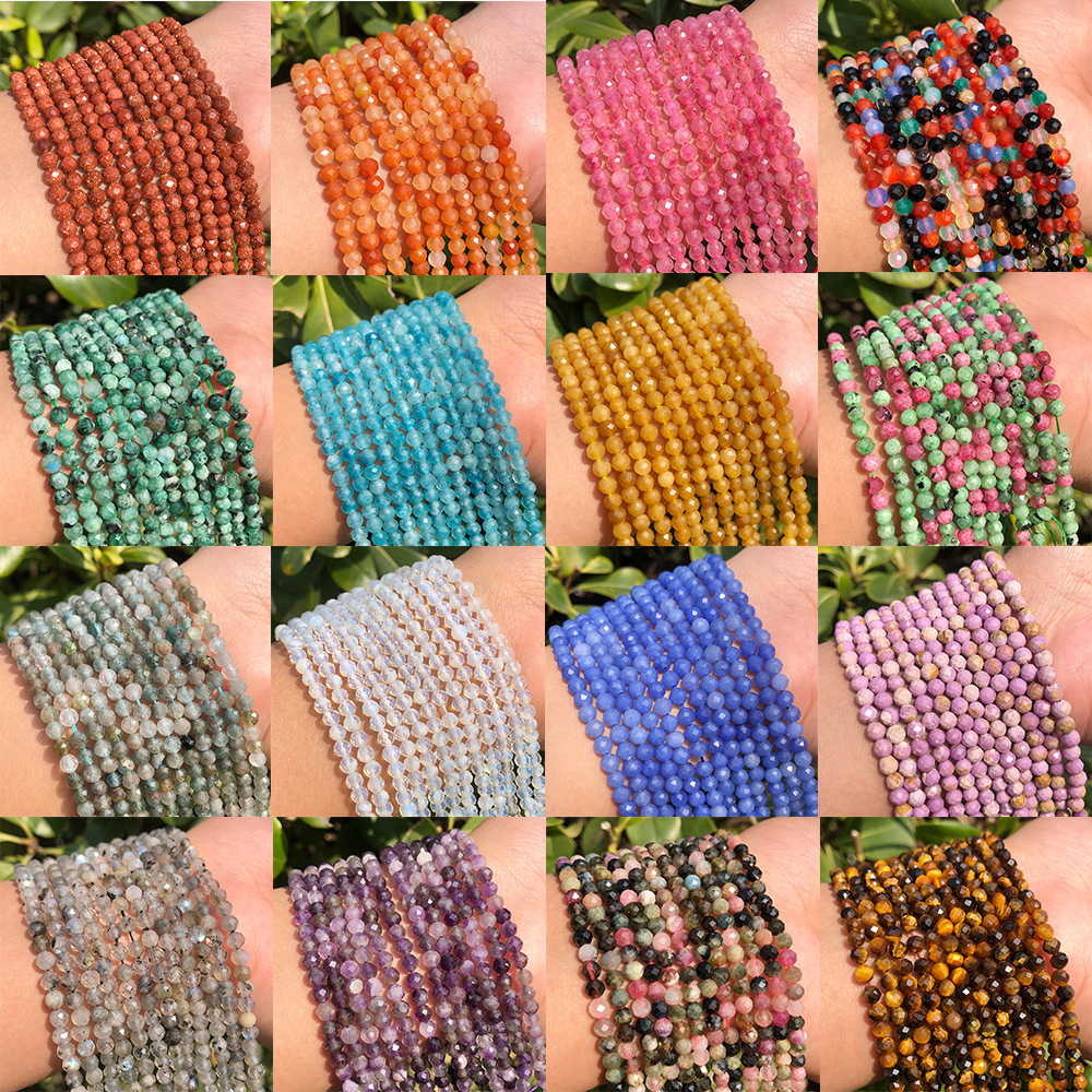 Natural Gemstone 2mm 3mm 4mm Faced Beads Strand