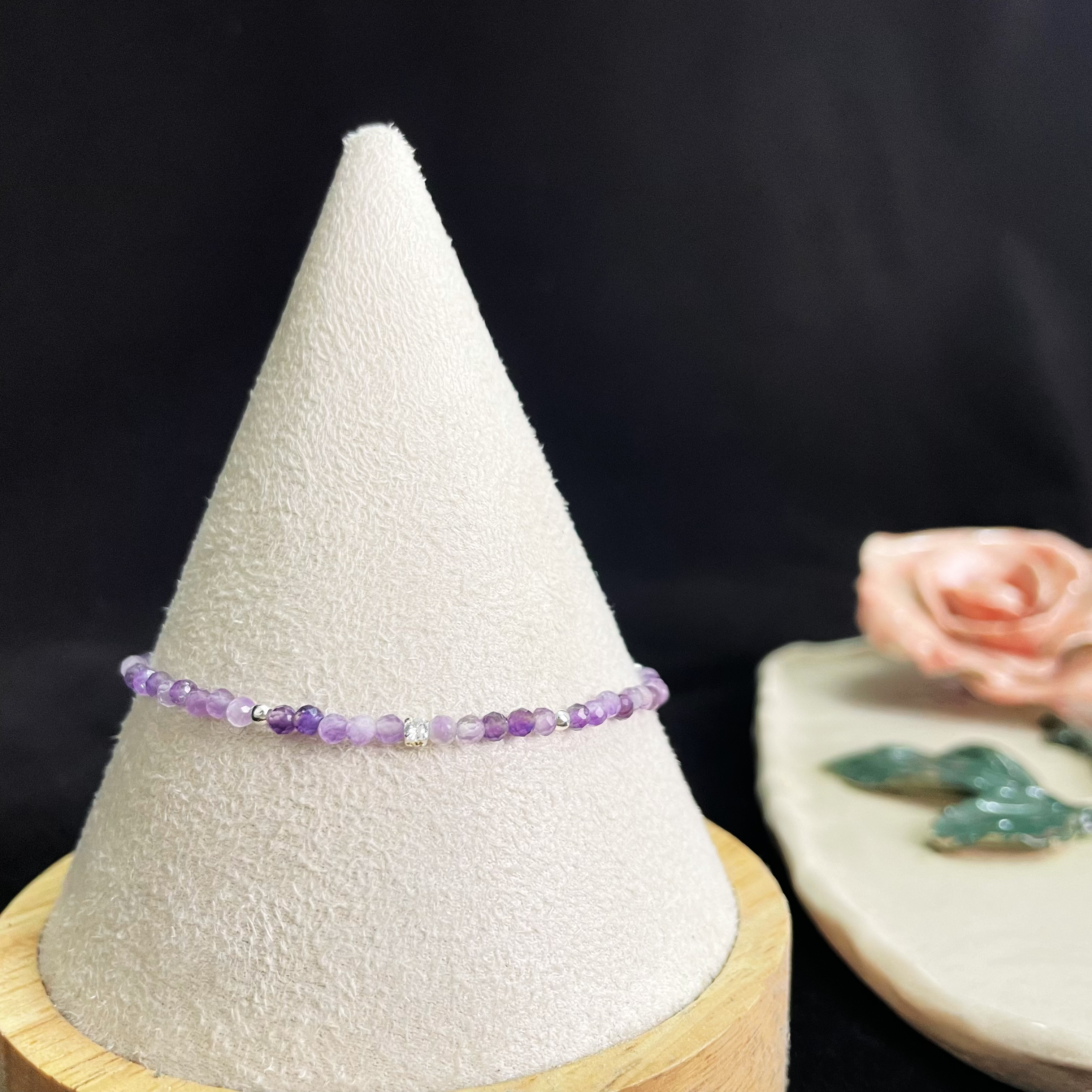 Thin Amethyst Bracelet with Zircon Accent