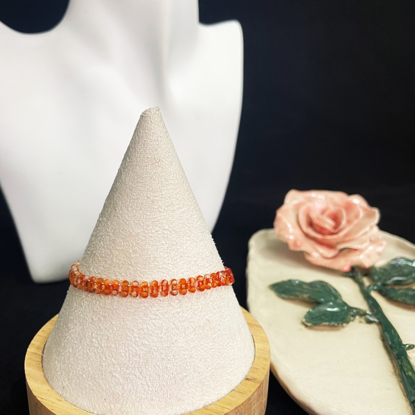 Red Agate Gradient Woven Bracelet