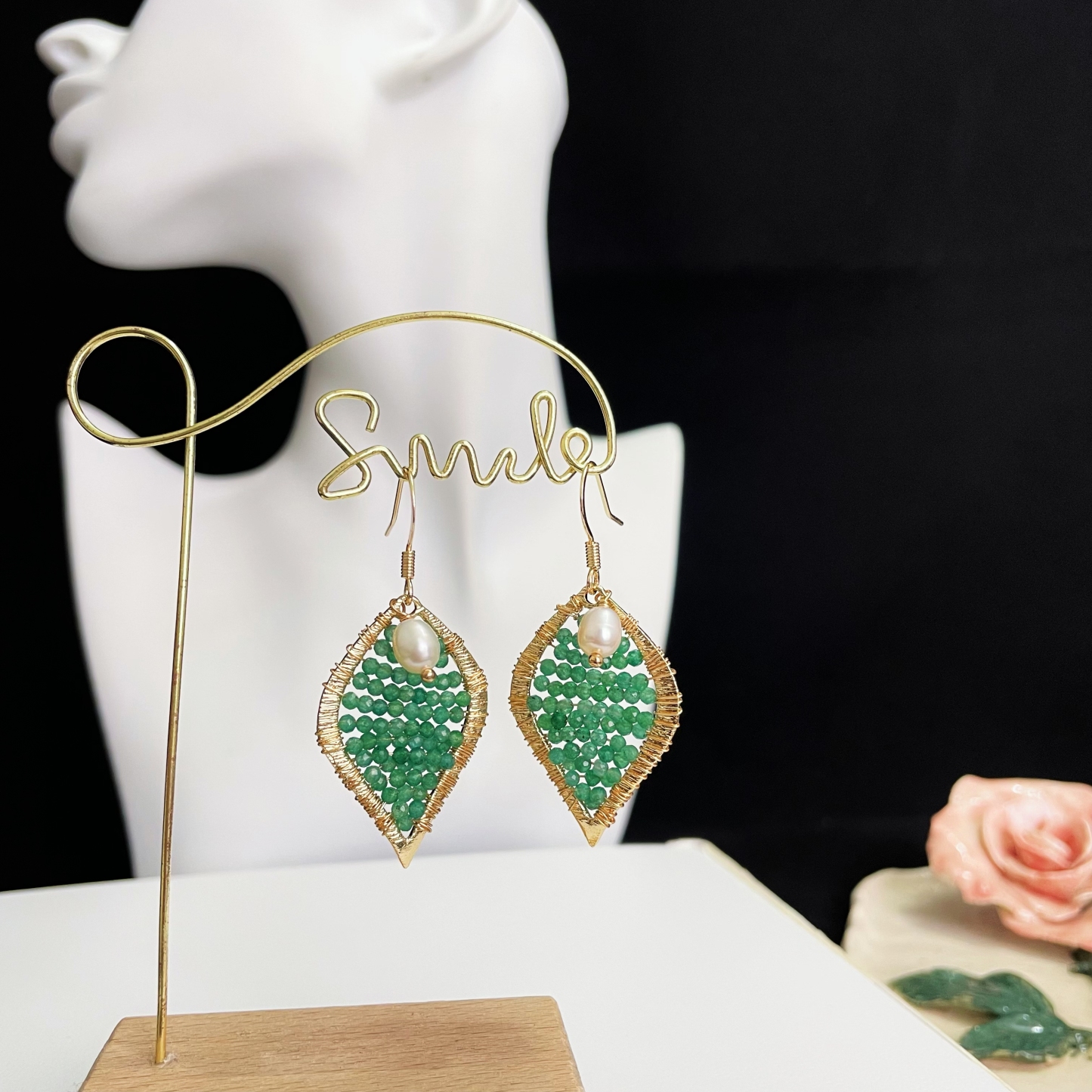 Aventurine Leaf Earrings Summer Spirit Nature's Elegance