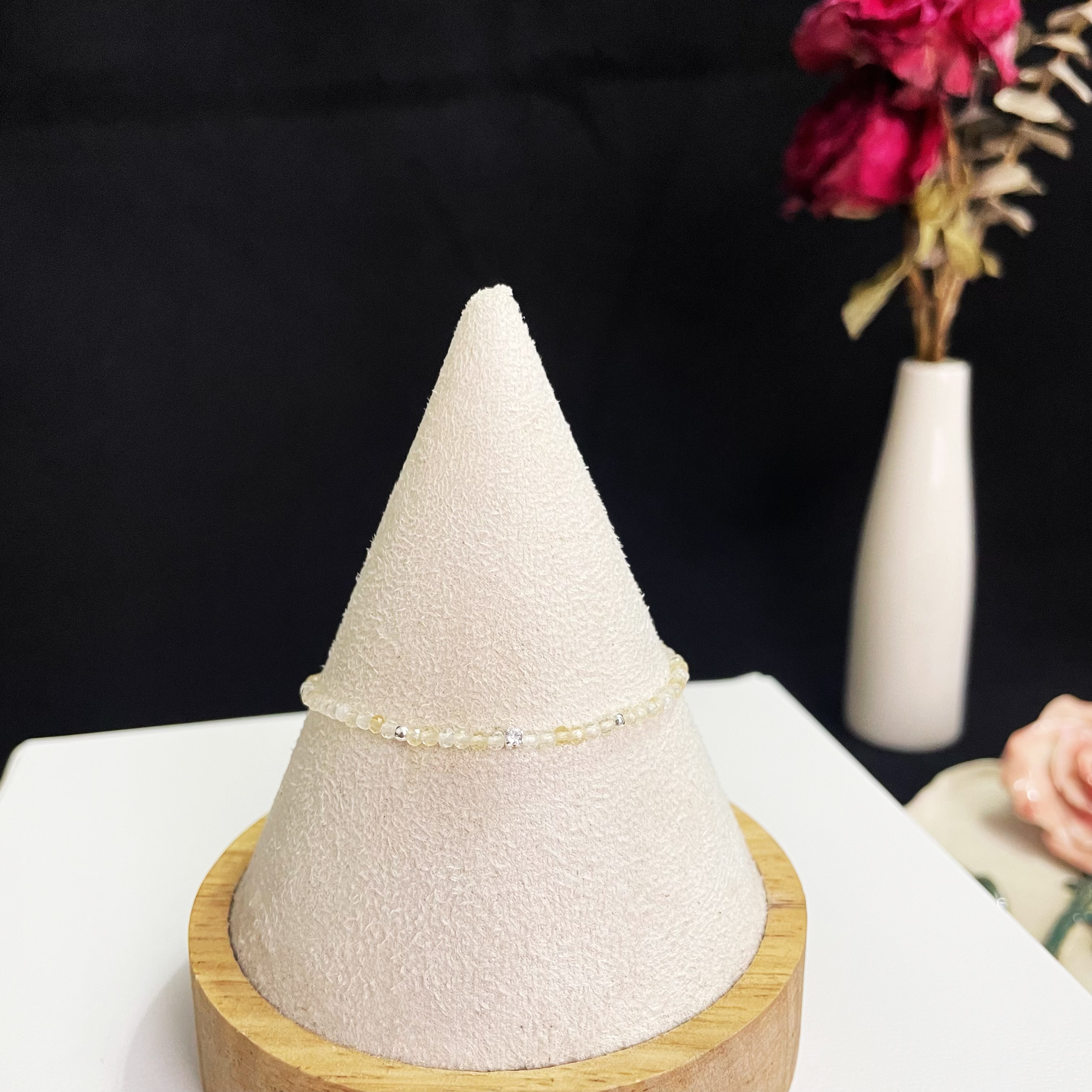 2mm Delicate Thin Citrine Faceted Beads Bracelet 