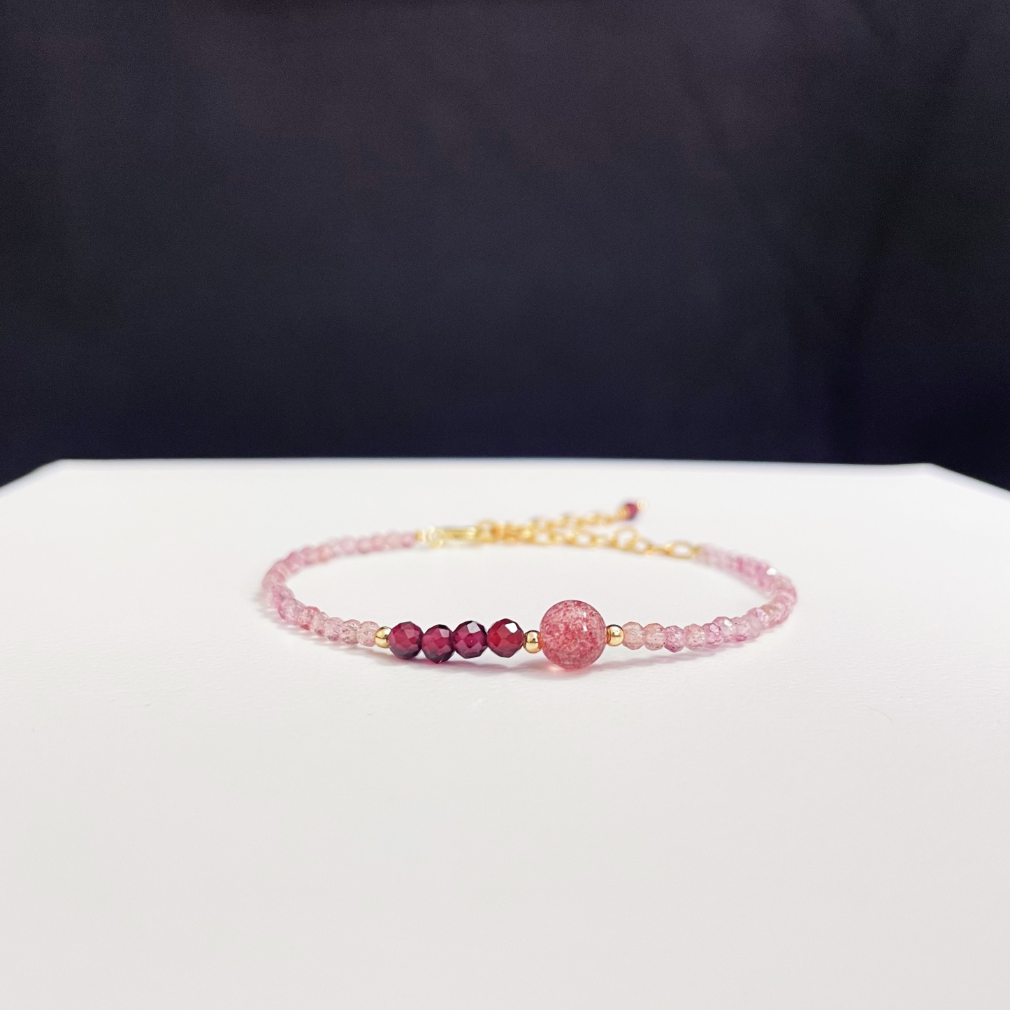 Love & Passion Bracelet Strawberry Quartz and Garnet Beaded Bracelet