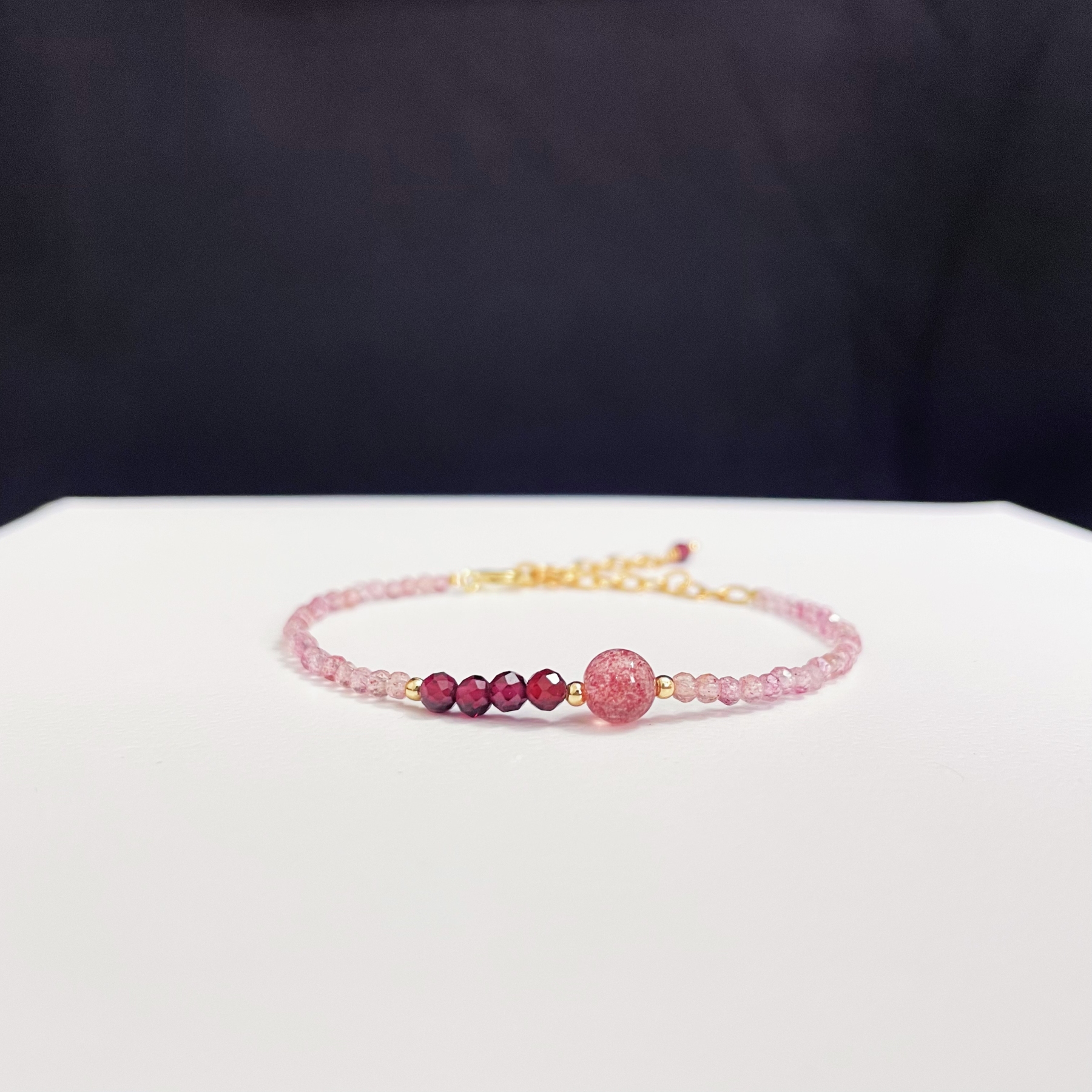 Love & Passion Bracelet Strawberry Quartz and Garnet Beaded Bracelet