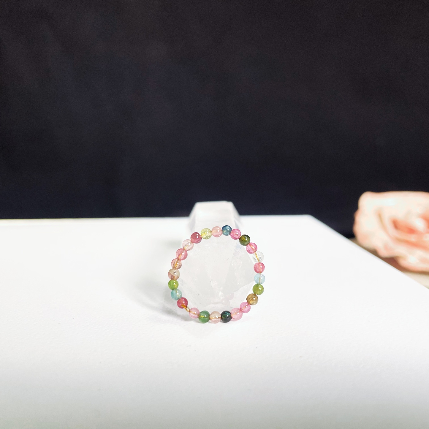 2mm Tourmaline Round Beads One-Line Ring Dainty and Colorful Gemstone Band