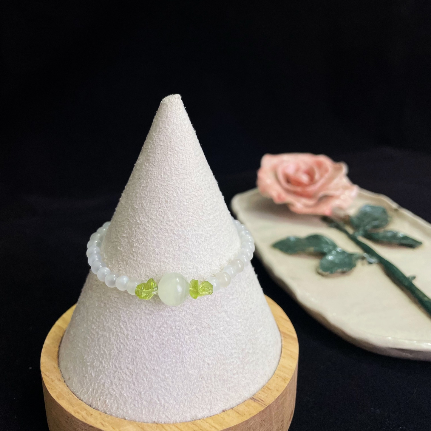 INFJ Healing Bracelet: White Moonstone, Peridot, and Green Calcite