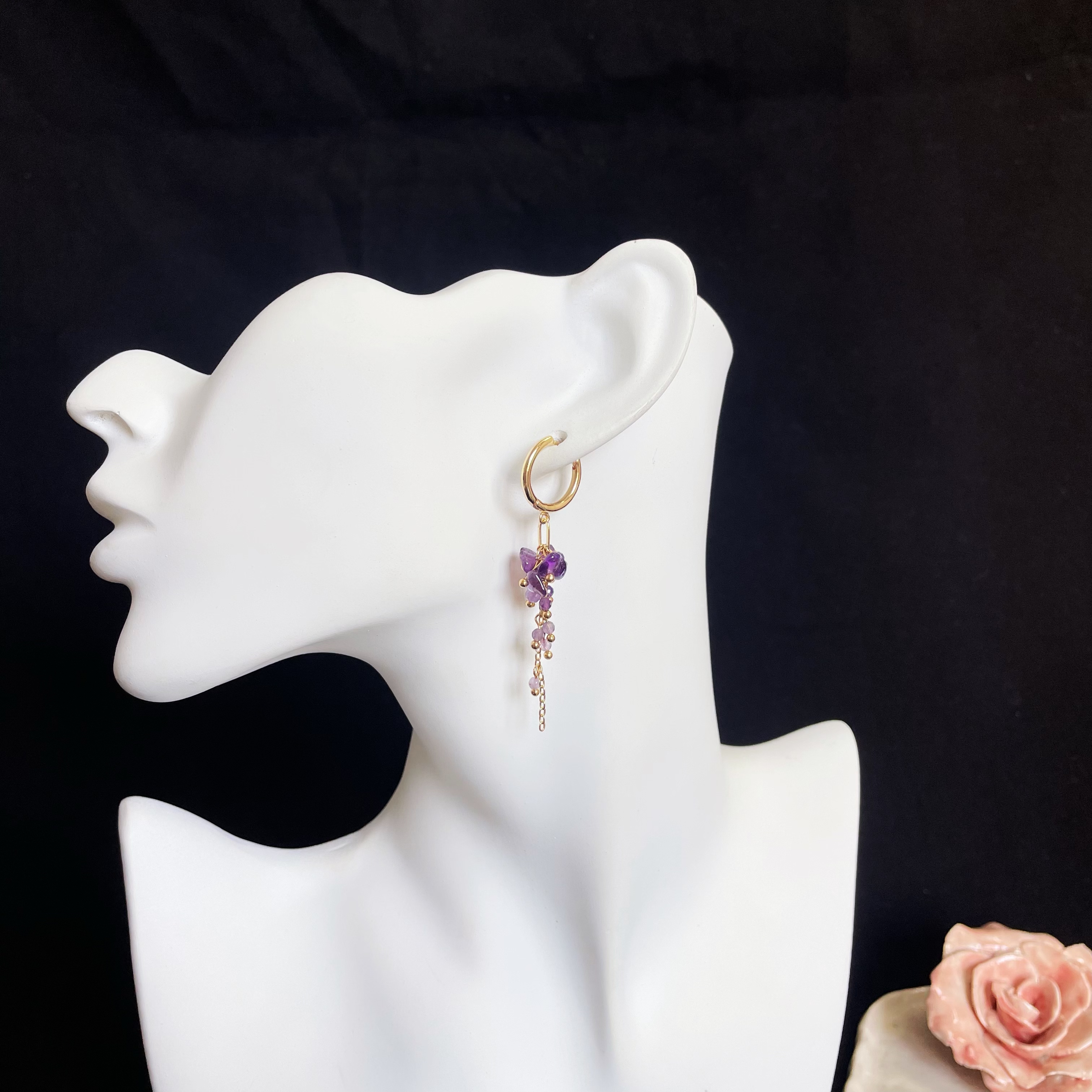 Wisteria Design Amethyst Drop Earrings