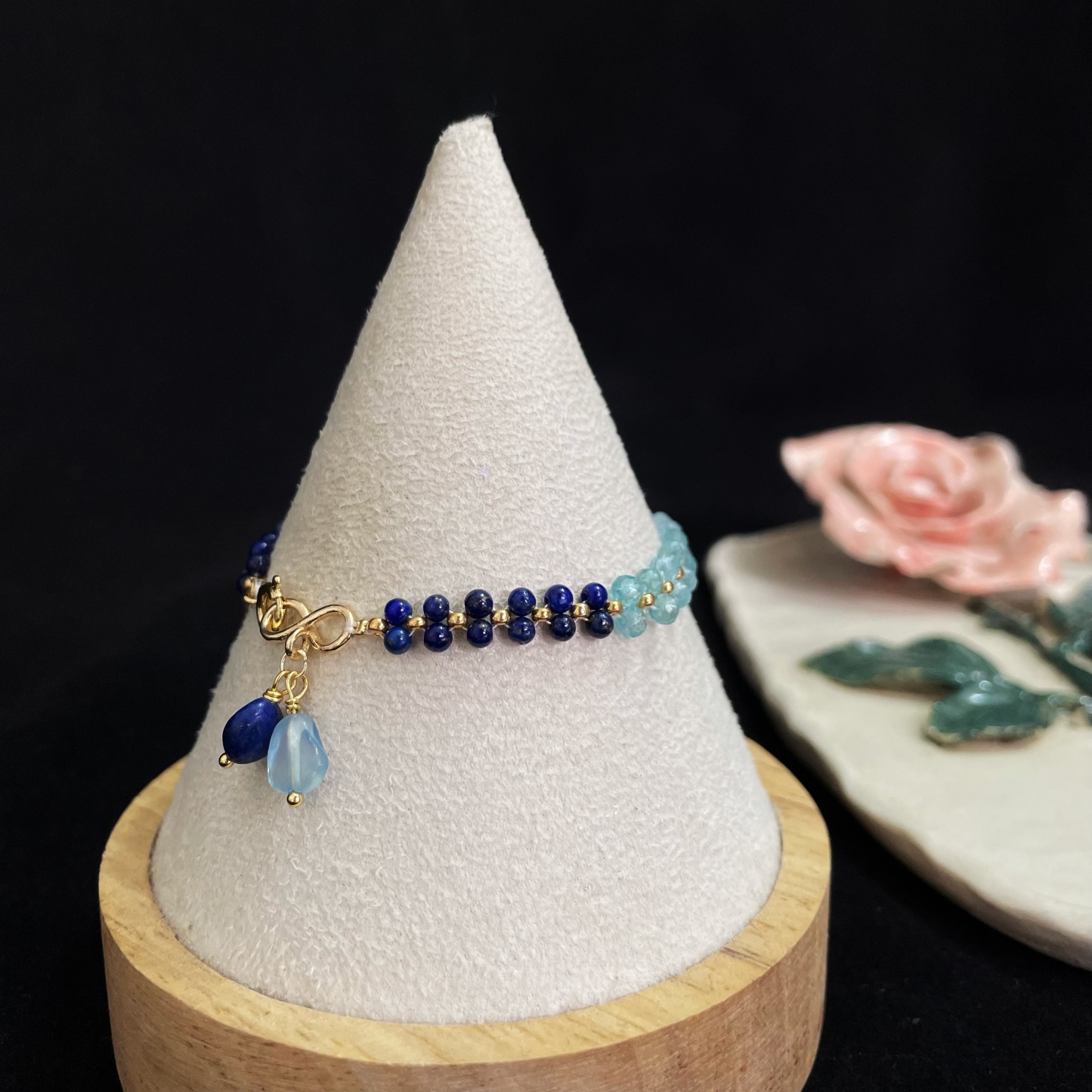 Handcrafted Ethereal Waves Woven Blue Gemstone Bracelet