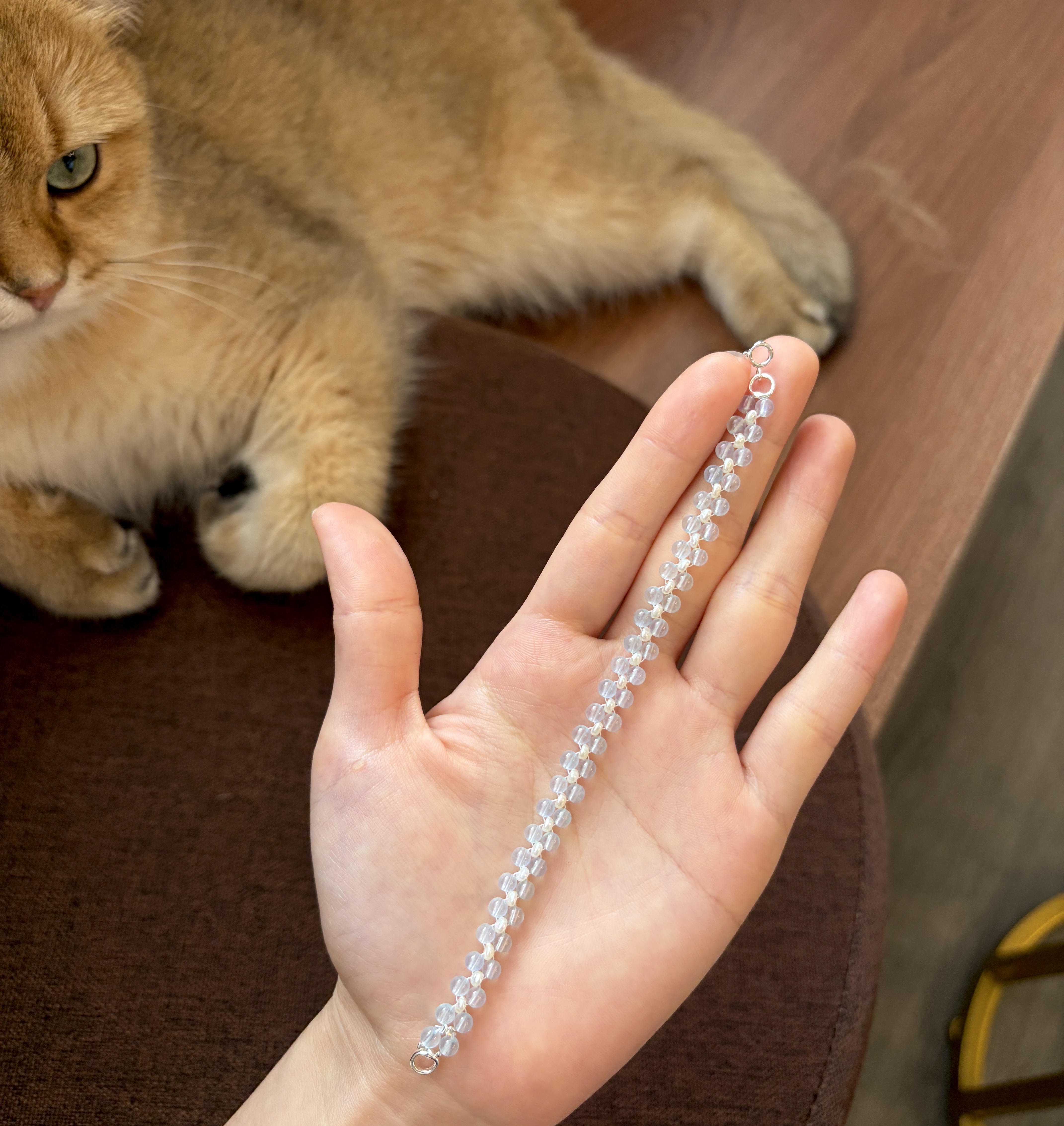 Handmade Aquamarine and Freshwater Pearl Woven Bracelet Minimalist Layered Jewelry Custom Size