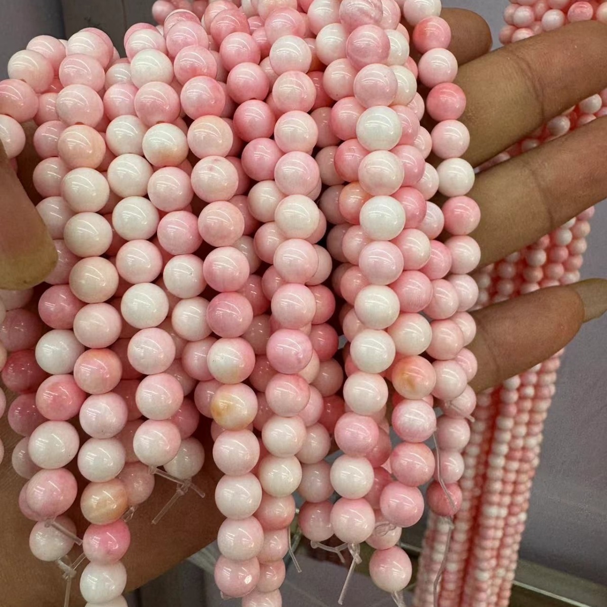 Pink Queen Conch Seashell Round Beads Strand 2mm 3mm 4mm 6mm