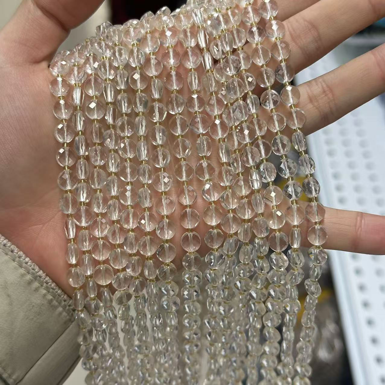 6.5*4mm Faced Pie Shaped Gemstone Beads Strand