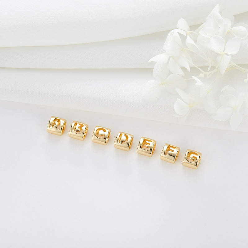 14k Gold Plated Spacer Beads 26 Letters Numbers and Heart