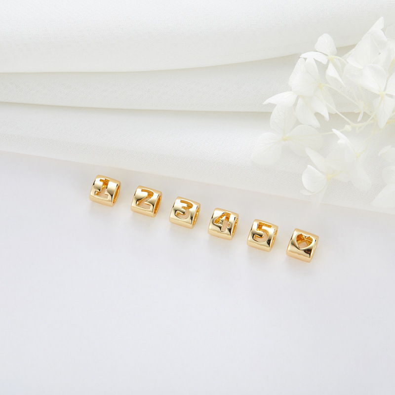 14k Gold Plated Spacer Beads 26 Letters Numbers and Heart