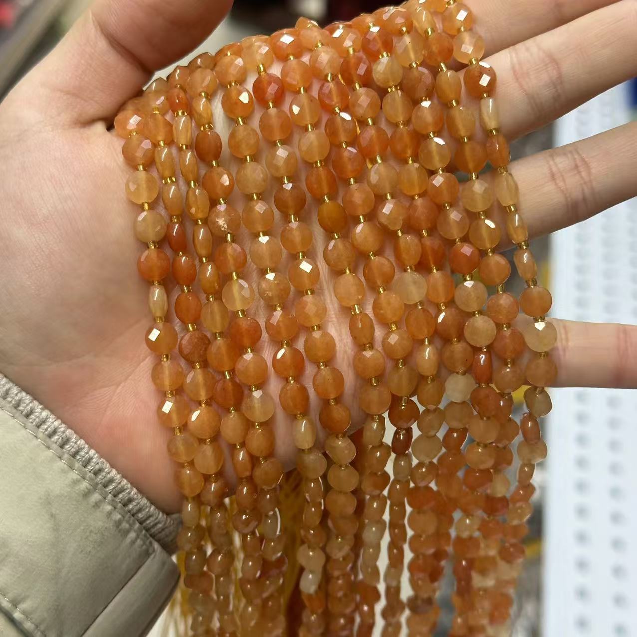 6.5*4mm Faced Pie Shaped Gemstone Beads Strand