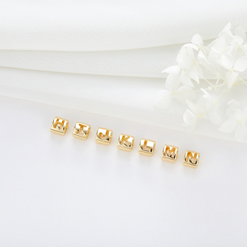 14k Gold Plated Spacer Beads 26 Letters Numbers and Heart