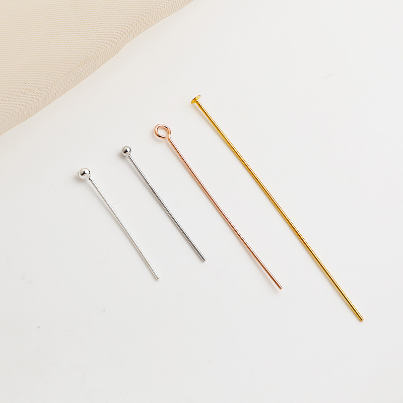 925 Sterling Silver Needles Ball Pins Flat Head Pins Eye Pins 10pcs